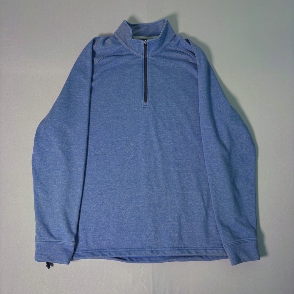 Dunning Golf Mens Large Blue Heathered Quarter Zip Pullover Performance Sweater